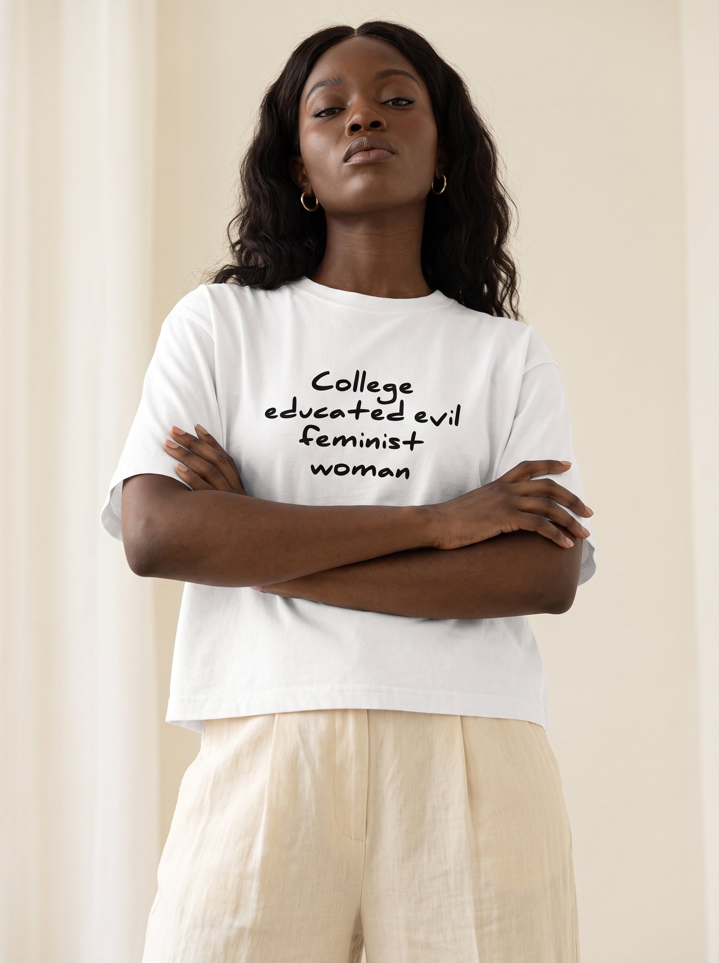 College Educated Evil Feminist Woman Boxy T-shirt