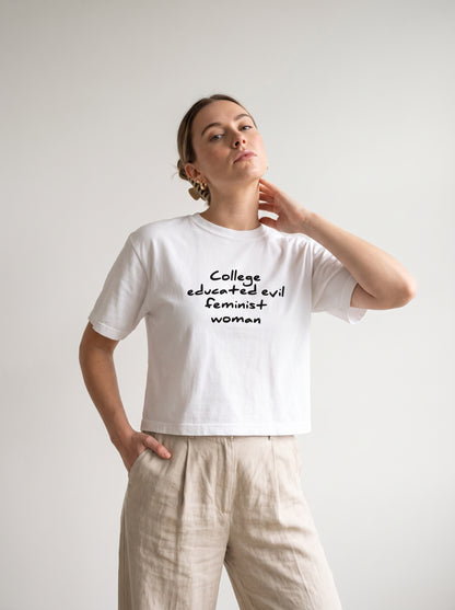 College Educated Evil Feminist Woman Boxy T-shirt