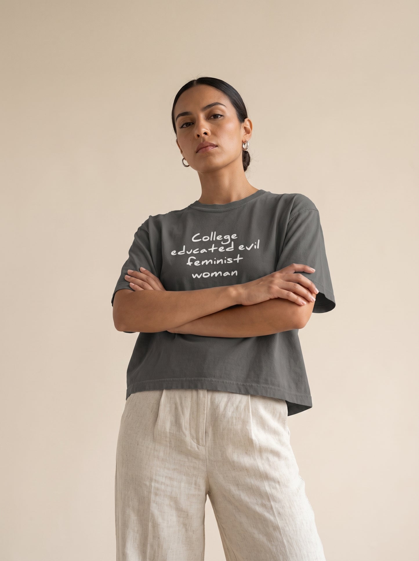 College Educated Evil Feminist Woman Boxy T-shirt