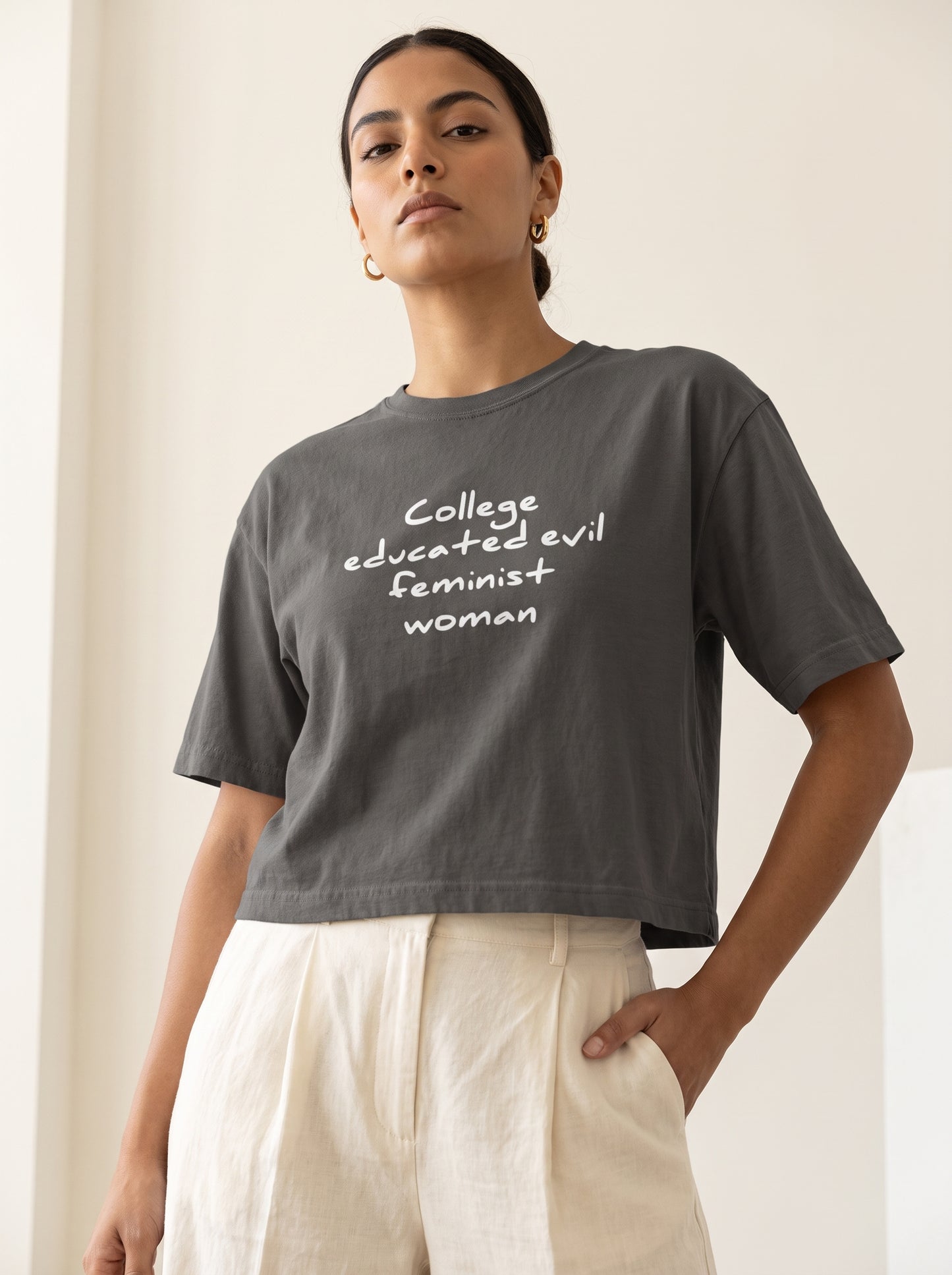 College Educated Evil Feminist Woman Boxy T-shirt