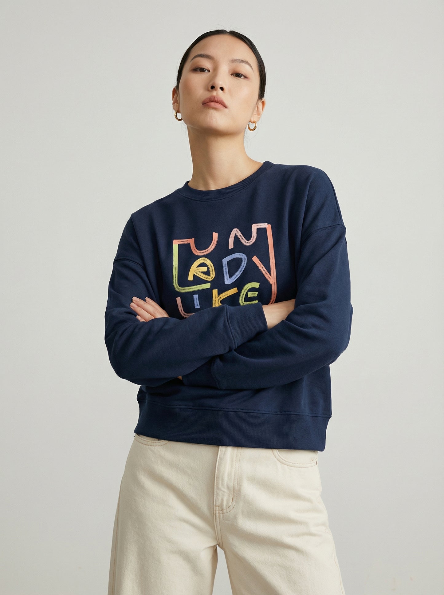Modern Feminist Statement Sweatshirt - "Unladylike" Organic Cotton Batwing