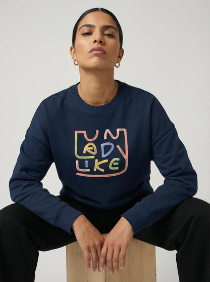 Modern Feminist Statement Sweatshirt - "Unladylike" Organic Cotton Batwing