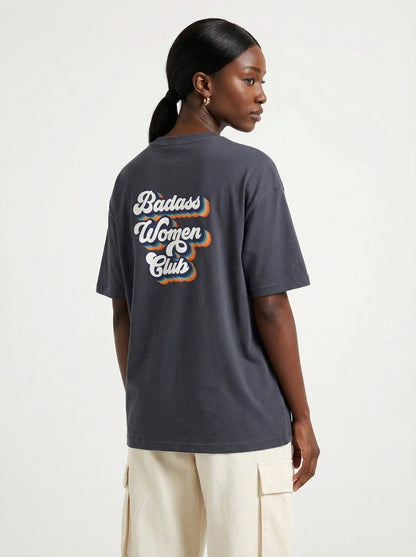 Retro Badass Women Club Front & Back Print T-shirt