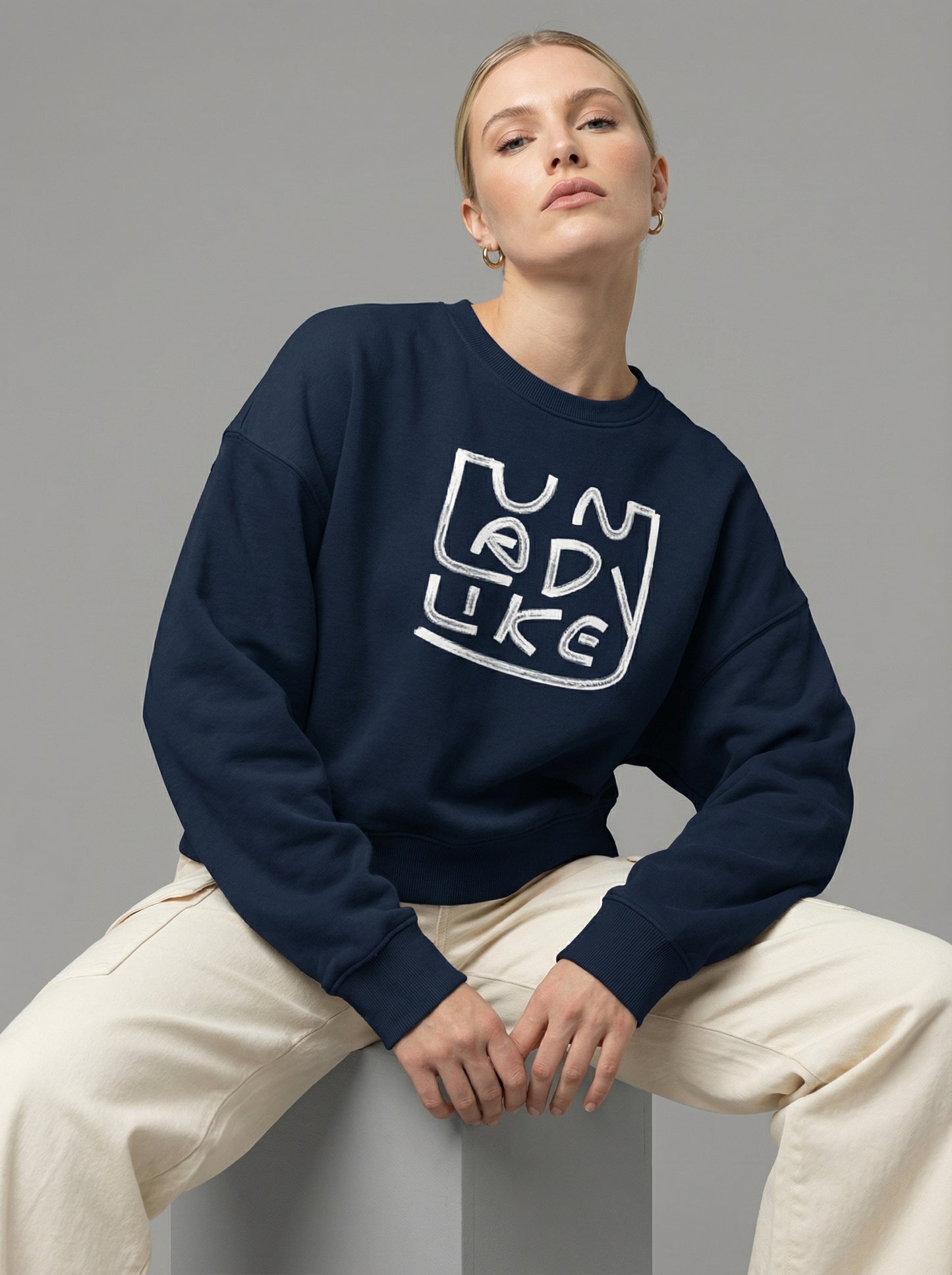 Modern Feminist Statement Sweatshirt - "Unladylike" Organic Cotton Batwing