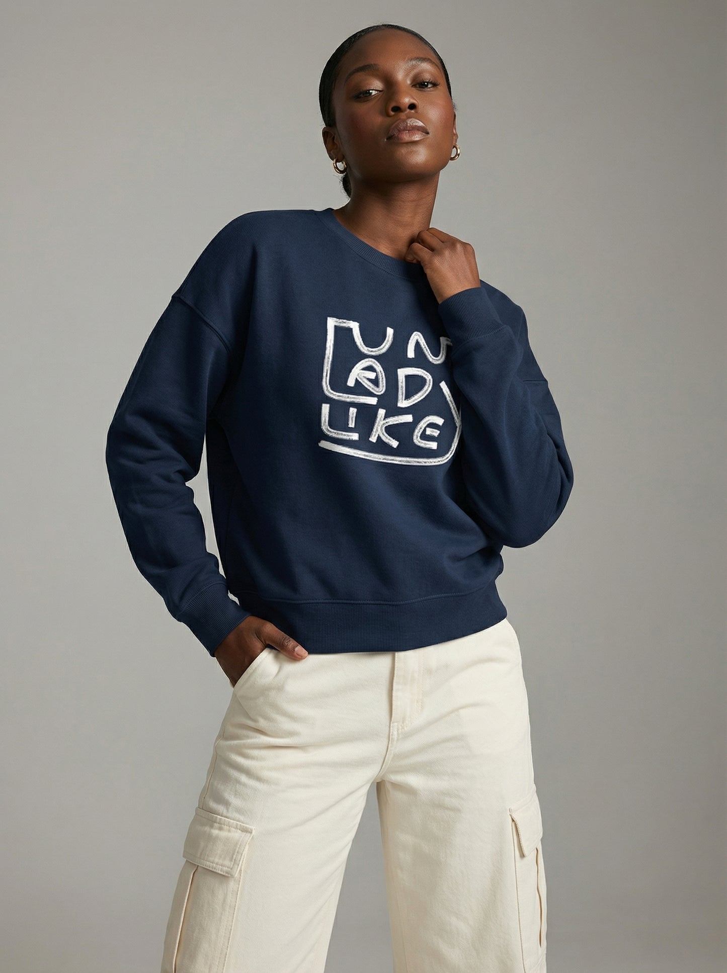 Modern Feminist Statement Sweatshirt - "Unladylike" Organic Cotton Batwing