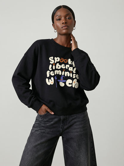 Unique Political Activist Apparel - "Spooky Liberal Feminist" Batwing Sweatshirt