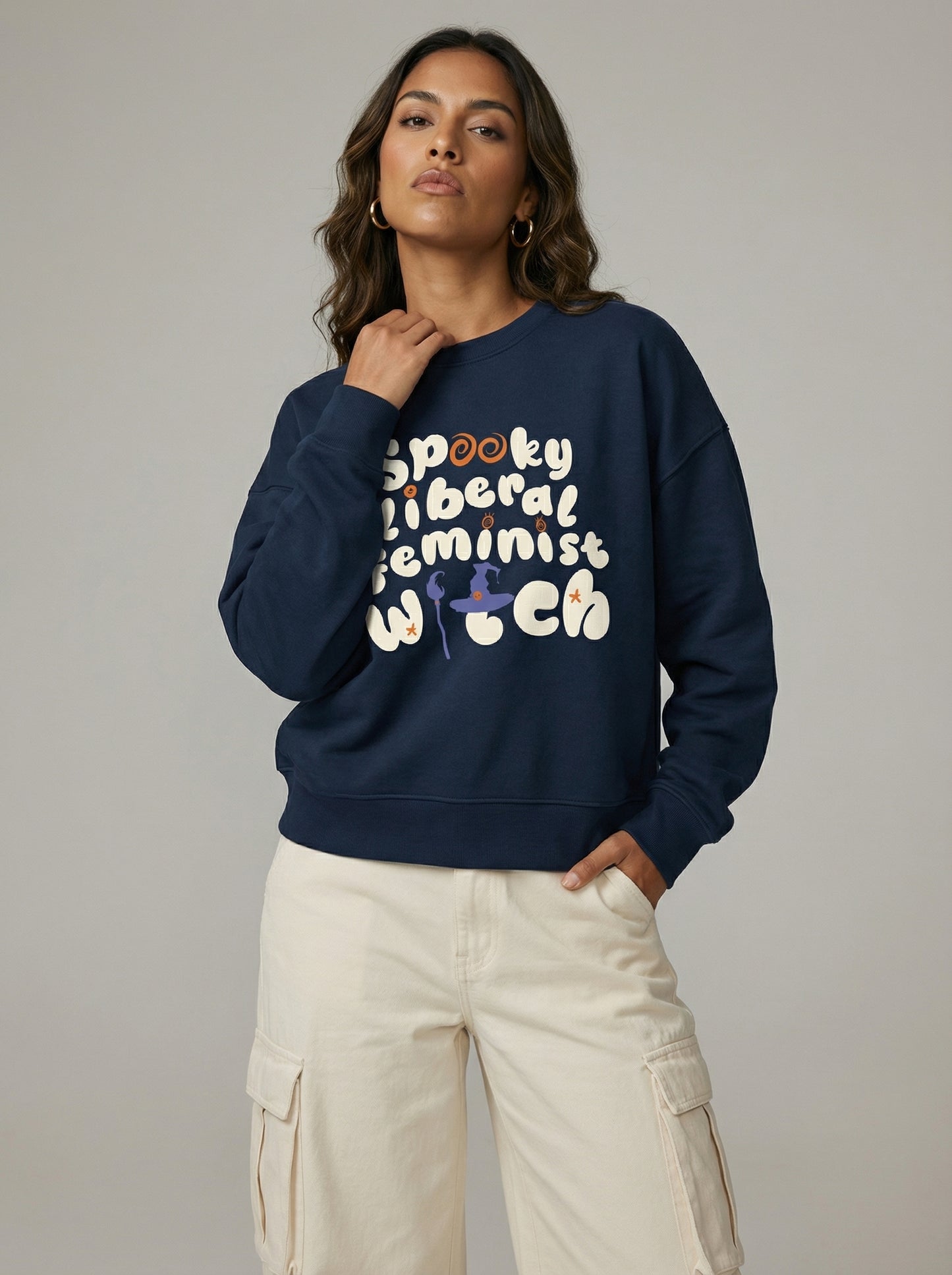 Unique Political Activist Apparel - "Spooky Liberal Feminist" Batwing Sweatshirt