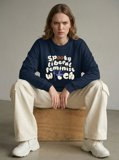 Unique Political Activist Apparel - "Spooky Liberal Feminist" Batwing Sweatshirt
